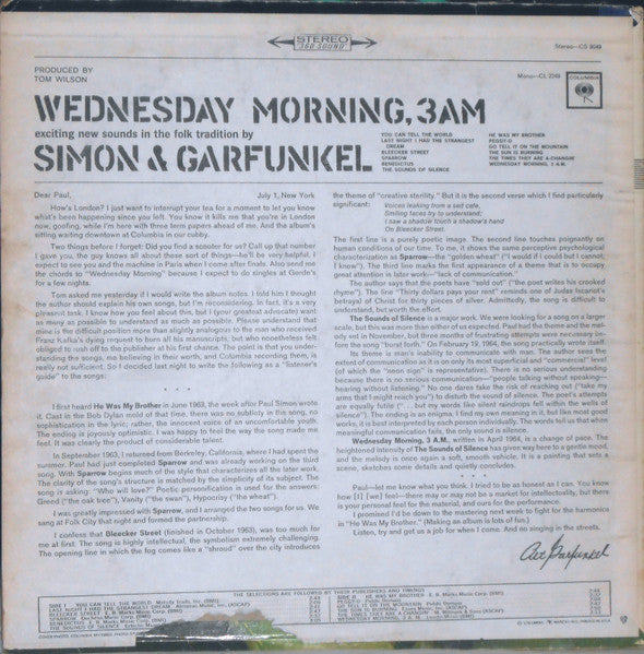 Simon & Garfunkel - Wednesday Morning, 3 A.M. - LP 2