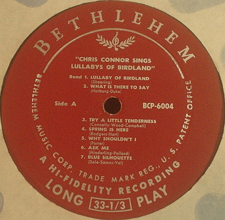 Chris Connor - Sings Lullabys Of Birdland - LP 3