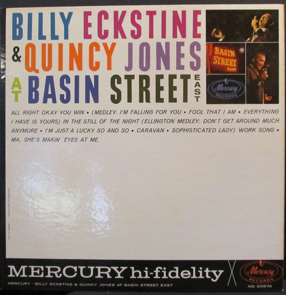 Billy Eckstine - At Basin Street East With Quincy Jones - VINTAGE vinyl record for sale