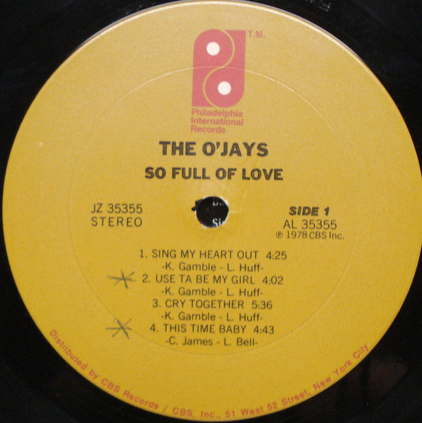 The O'Jays - So Full Of Love - LP 3
