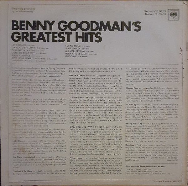 Benny Goodman - Benny Goodman's Greatest Hits - LP 2