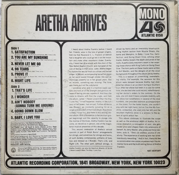 Aretha Franklin - Aretha Arrives - LP 2
