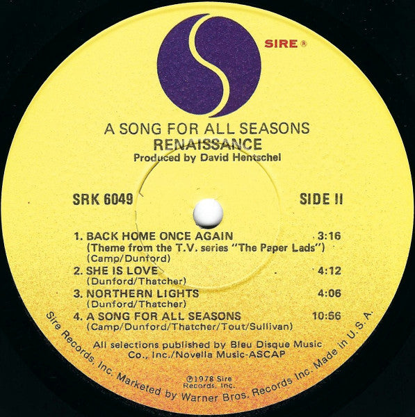 Renaissance - A Song For All Seasons - LP 4