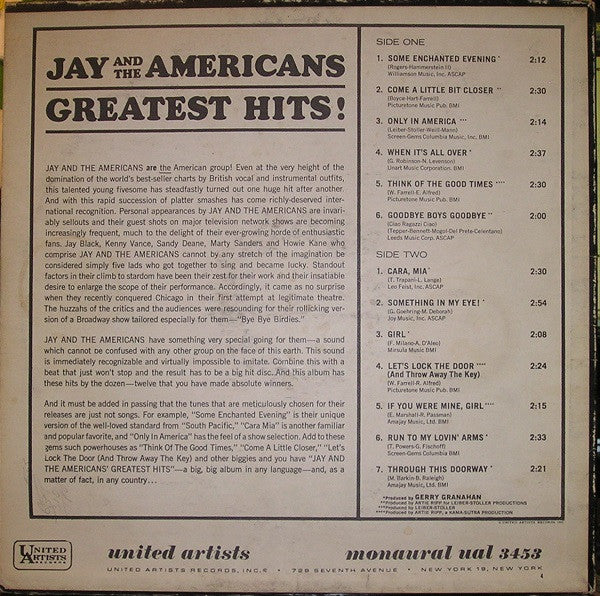 Jay And The Americans - Jay And The Americans Greatest Hits - LP 2