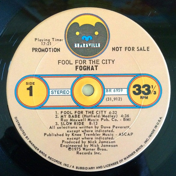 Foghat - Fool For The City - LP 3