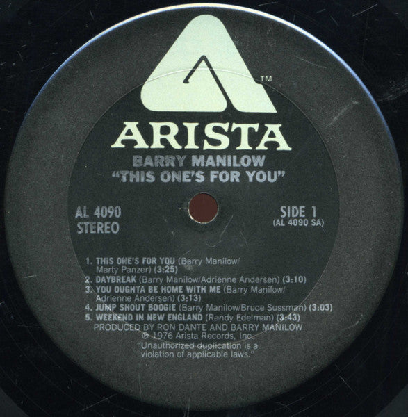 Barry Manilow - This One's For You - LP 3
