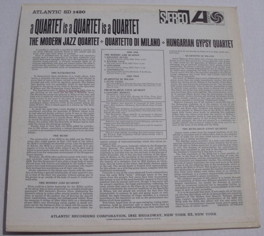 The Modern Jazz Quartet, Quartetto Di Milano, The Hungarian Gypsy Quartet - A Quartet Is A Quartet Is A Quartet - LP 2
