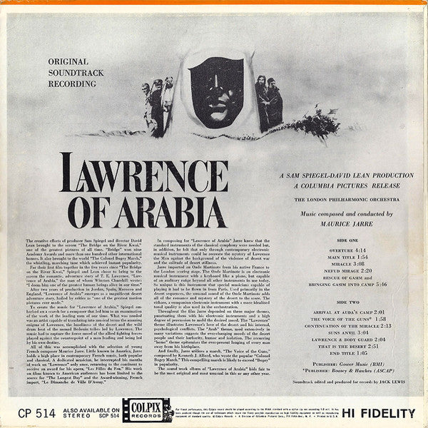 Maurice Jarre With The London Philharmonic Orchestra - Original Soundtrack Recording: Lawrence Of Arabia - LP 2