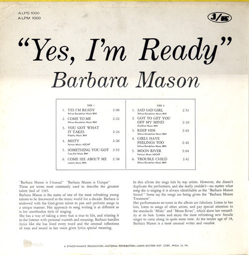 Barbara Mason - Yes, I'm Ready - LP 2