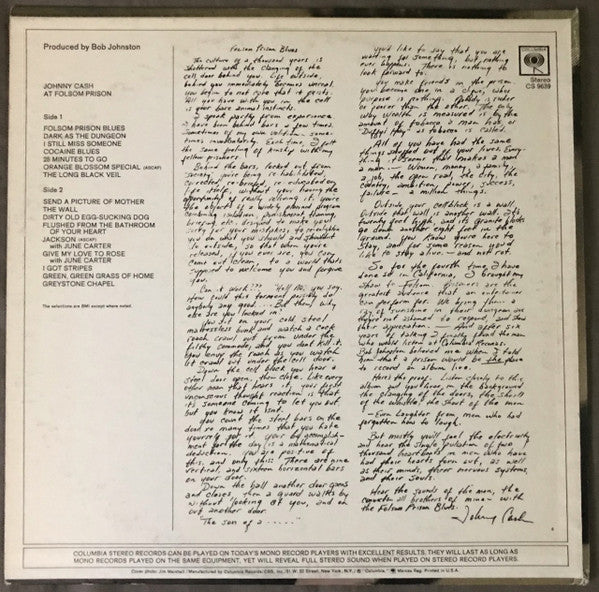 Johnny Cash - At Folsom Prison - LP 2