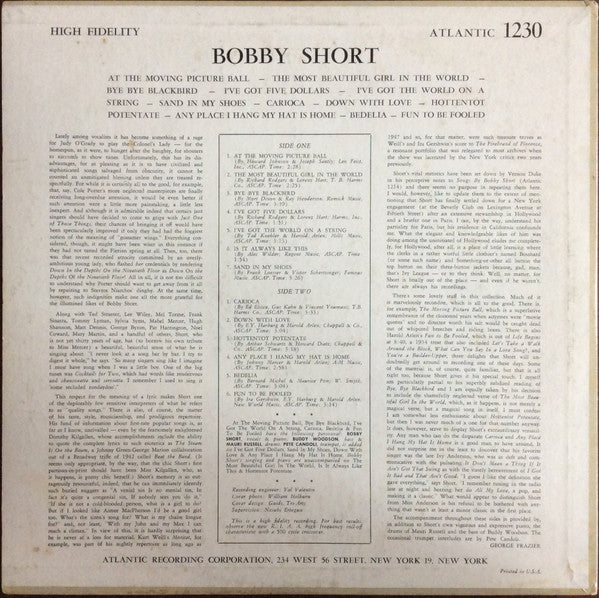 Bobby Short - Bobby Short - Vinyl, LP, Album, Mono 2