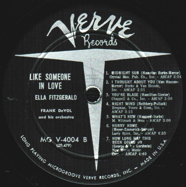 Ella Fitzgerald, Frank DeVol And His Orchestra - Like Someone In Love - LP 4