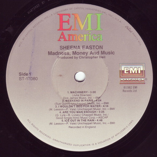 Sheena Easton - Madness, Money And Music - LP 3