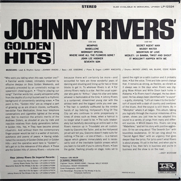 Johnny Rivers - Johnny Rivers' Golden Hits - LP 2