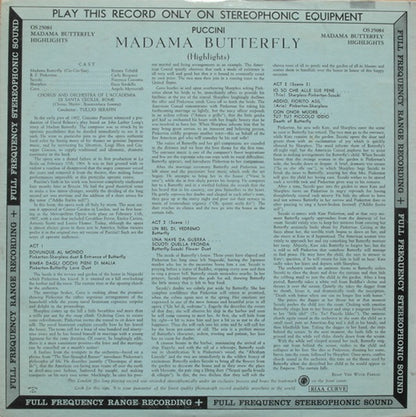 Giacomo Puccini, Renata Tebaldi As Butterfly Carlo Bergonzi ; Tullio Serafin - Madama Butterfly Highlights - LP 2