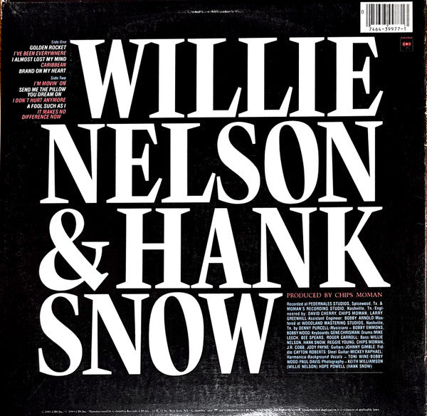 Willie Nelson & Hank Snow - Brand On My Heart - LP 2