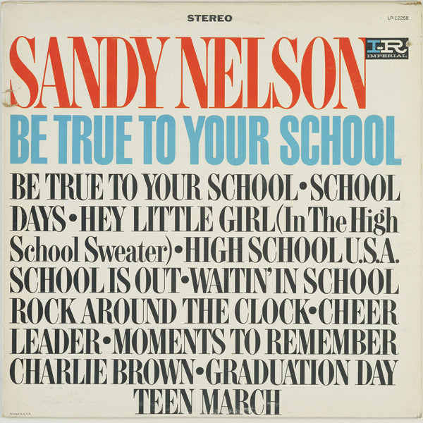 Sandy Nelson - Be True To Your School - VINTAGE vinyl record for sale