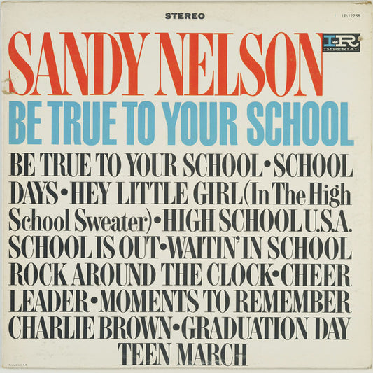 Sandy Nelson - Be True To Your School - VINTAGE vinyl record for sale