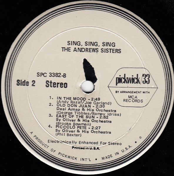 The Andrews Sisters - Sing, Sing, Sing - LP 4
