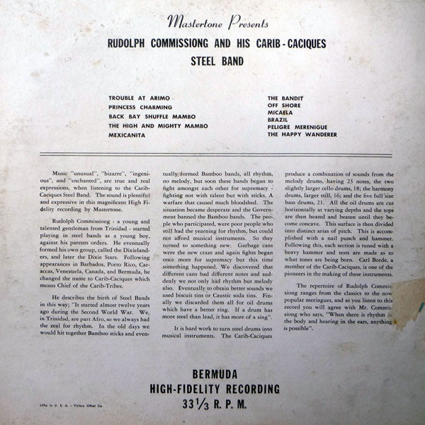Rudolph Commissiong - Rudolph Commissiong And His Carib-Caciques Steel Band - LP 2