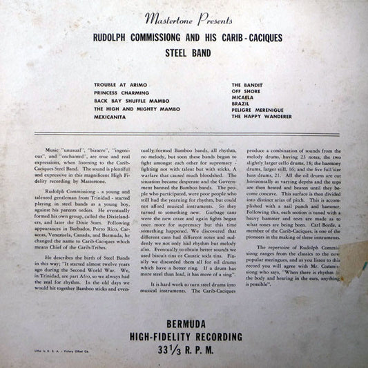 Rudolph Commissiong - Rudolph Commissiong And His Carib-Caciques Steel Band - LP 2