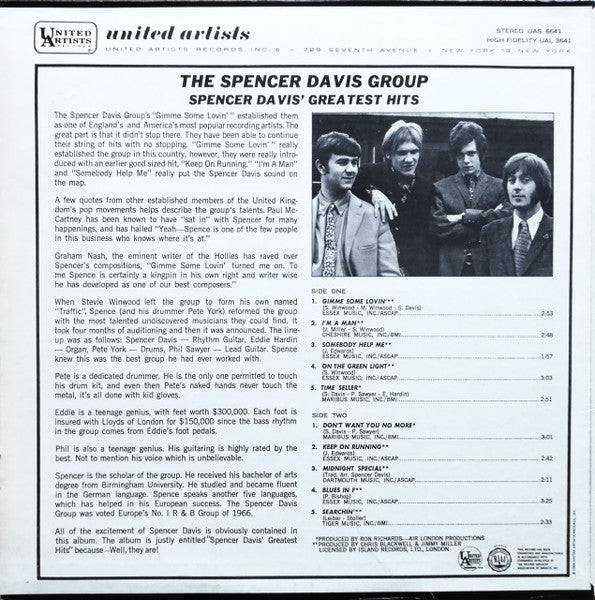 The Spencer Davis Group - Spencer Davis' Greatest Hits - LP 2