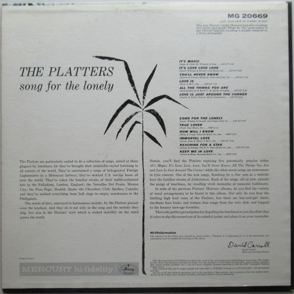 The Platters - Song For The Lonely - Vinyl, LP, Album, Mono 2