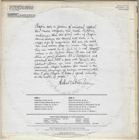 Artur Rubinstein - The Chopin I Love - LP 2