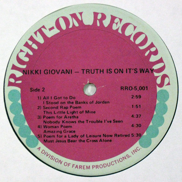 Nikki Giovanni And The New York Community Choir - Truth Is On Its Way - LP 4