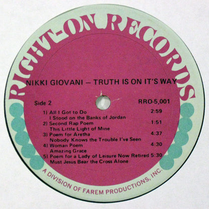 Nikki Giovanni And The New York Community Choir - Truth Is On Its Way - LP 4