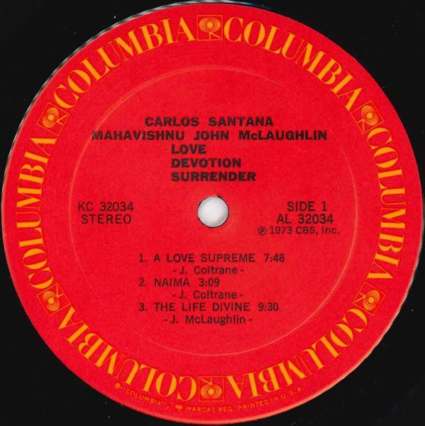 Carlos Santana & Mahavishnu John McLaughlin - Love Devotion Surrender - LP 4