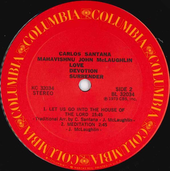Carlos Santana & Mahavishnu John McLaughlin - Love Devotion Surrender - LP 5