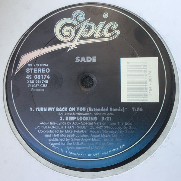 Sade - Turn My Back On You - 12" 2