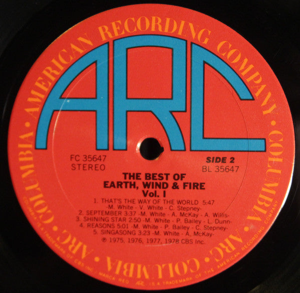 Earth, Wind & Fire - The Best Of Earth Wind & Fire Vol. I - LP 4