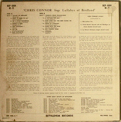 Chris Connor - Sings Lullabys Of Birdland - LP 2