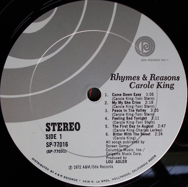 Carole King - Rhymes & Reasons - LP 3