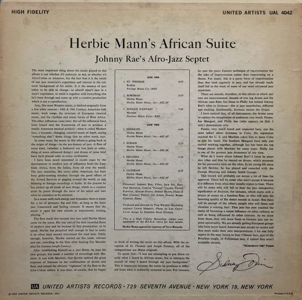 Johnny Rae's Afro-Jazz Septet - Herbie Mann's African Suite - LP 2