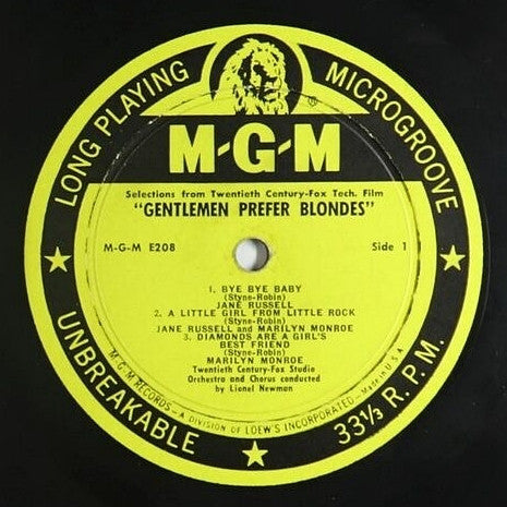 Jane Russell And Marilyn Monroe - Gentlemen Prefer Blondes (Recorded Directly From The Sound Track Of The 20th Century-Fox Technicolor Musical) - LP 3