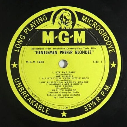 Jane Russell And Marilyn Monroe - Gentlemen Prefer Blondes (Recorded Directly From The Sound Track Of The 20th Century-Fox Technicolor Musical) - LP 3