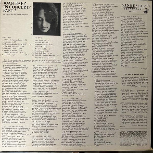 Joan Baez - In Concert Part 2 - LP 2