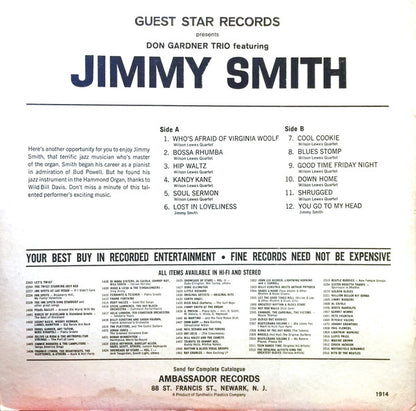 Don Gardner Trio Featuring Jimmy Smith / The Wilson Lewes Quartet - Don Gardner Trio Featuring Jimmy Smith - LP 2