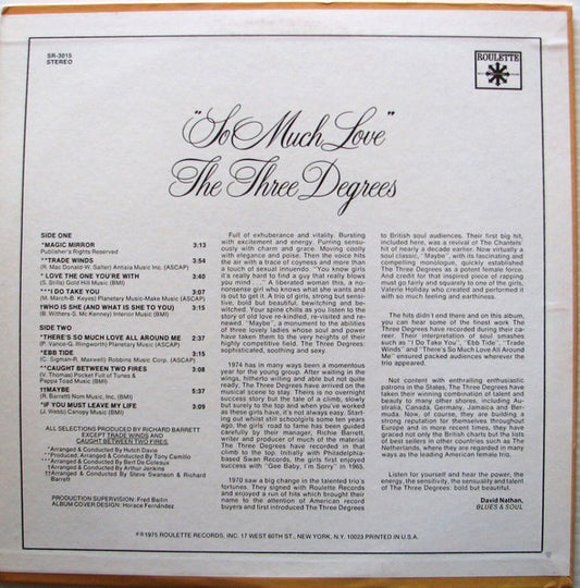The Three Degrees - So Much Love - LP 2