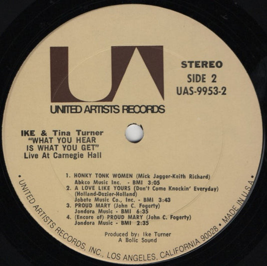 Ike & Tina Turner - "What You Hear Is What You Get" - Live At Carnegie Hall - Vinyl, LP, Album, Stereo 2