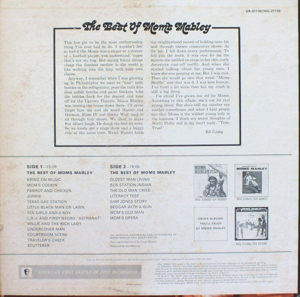 Moms Mabley - The Best Of Moms Mabley - LP 2