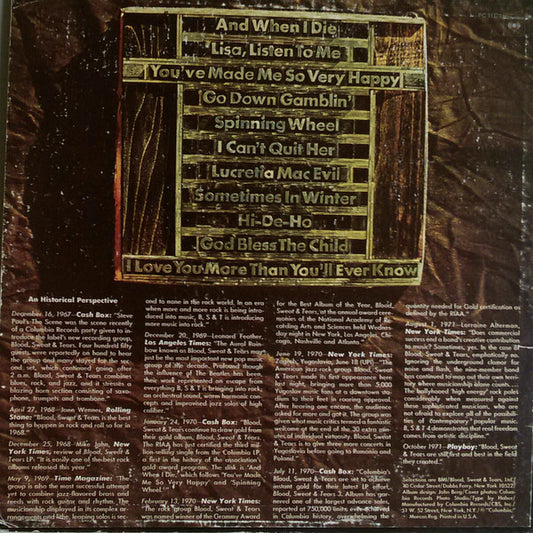 Blood, Sweat & Tears* - Blood, Sweat & Tears Greatest Hits - Vinyl, LP, Compilation, Reissue 2