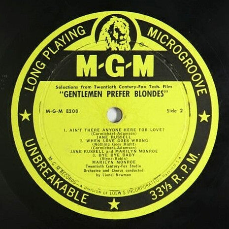Jane Russell And Marilyn Monroe - Gentlemen Prefer Blondes (Recorded Directly From The Sound Track Of The 20th Century-Fox Technicolor Musical) - LP 4