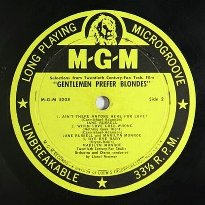 Jane Russell And Marilyn Monroe - Gentlemen Prefer Blondes (Recorded Directly From The Sound Track Of The 20th Century-Fox Technicolor Musical) - LP 4
