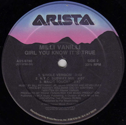 Milli Vanilli - Girl You Know It's True - 12" 3