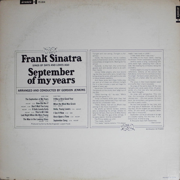 Frank Sinatra - September Of My Years - LP 2