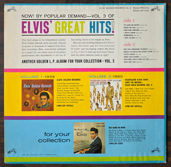 Elvis Presley - Elvis' Golden Records Volume 3 - LP 2